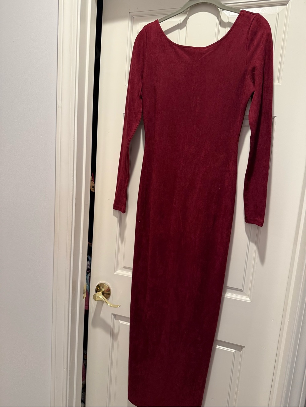 Hera Collection Burgundy Long Sleeve Midi Dress
